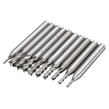 10pcs 1.5mm to 6mm HSS 4 Flute End Mill Cutter 6mm Shank Milling Cutter Set