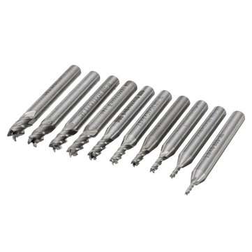 10pcs 1.5mm to 6mm HSS 4 Flute End Mill Cutter 6mm Shank Milling Cutter Set
