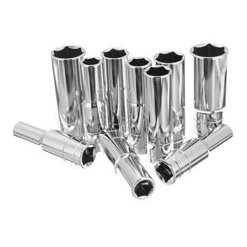 10pcs 1/2 Inch Drive Heavy Duty Deep Impact Sockets Set 6 Points Metric 8-24mm Socket Adapter