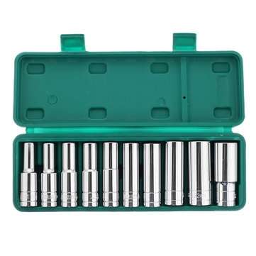 10pcs 1/2 Inch Drive Heavy Duty Deep Impact Sockets Set 6 Points Metric 8-24mm Socket Adapter