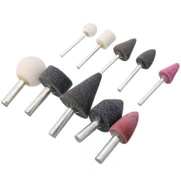 10pcs 1/4 Inch 1/8 Inch Mounted Stones Grinding Abrasive Stone Assortment for Dremel