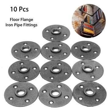 10pcs 1/2 Inch Malleable Iron Floor Flange Steel Iron Pipe Fitting Wall Mount