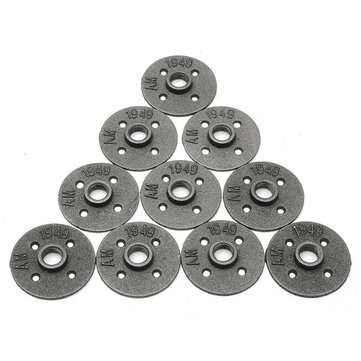 10pcs 1/2 Inch Malleable Iron Floor Flange Steel Iron Pipe Fitting Wall Mount