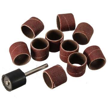 10pcs 1/2 Inch Sanding Drum 60 Grit Sleeves Polishing Bands with 3mm Shank Sanding Drum Mandrel