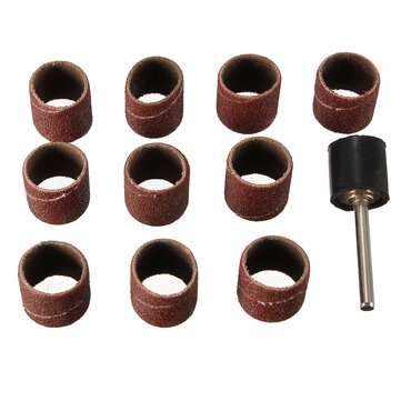 10pcs 1/2 Inch Sanding Drum 60 Grit Sleeves Polishing Bands with 3mm Shank Sanding Drum Mandrel