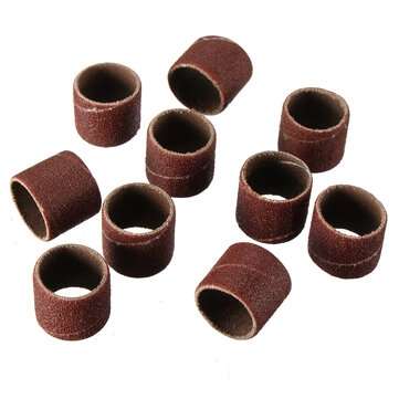 10pcs 1/2 Inch Sanding Drum 60 Grit Sleeves Polishing Bands with 3mm Shank Sanding Drum Mandrel