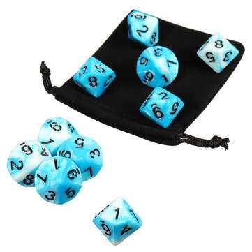 10pcs 10 Sided Dice D10 Polyhedral Dice RPG Role Playing Game Dices w/ bag (COLOR.: #2)