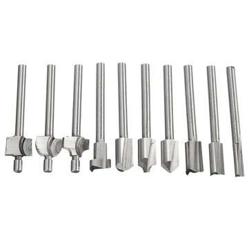 10pcs 1/8 Inch Shank High Speed Steels Trimming Cutter Router Bit Woodworking Tool