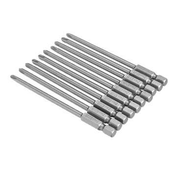 10pcs 100mm*4.0*PH2 Hex Shank Cross Head Magnetic Screwdriver Bits Set