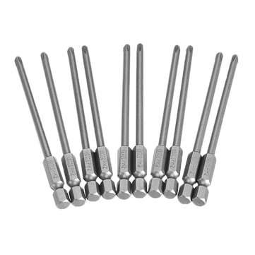 10pcs 100mm*4.0*PH2 Hex Shank Cross Head Magnetic Screwdriver Bits Set