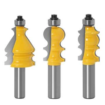 10pcs 12mm Shank Architectural Molding Handrail Router Bits Set Casing Base CNC Line Woodworking Cut