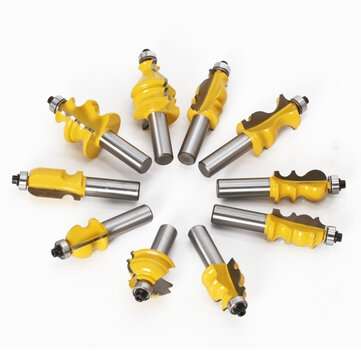 10pcs 12mm Shank Architectural Molding Handrail Router Bits Set Casing Base CNC Line Woodworking Cut