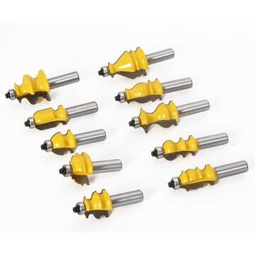 10pcs 12mm Shank Architectural Molding Handrail Router Bits Set Casing Base CNC Line Woodworking Cut