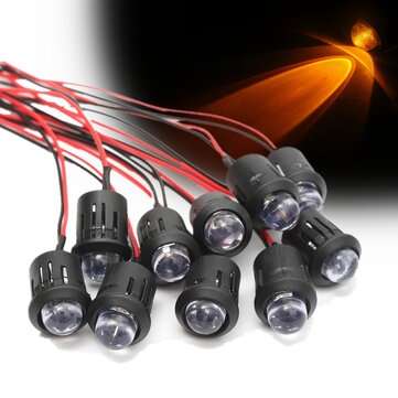 10Pcs 12V 10mm Ultra Bright Pre-wired Constant LEDs Water Clear LED (COLOR.: YELLOW)