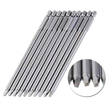 10pcs 150mm SQ2 Square Driver Bit Screwdriver Bits Set S2 Steel 1/4 Inch Hex Shank Magnetic For Pock