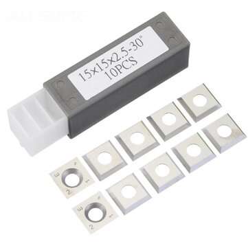 10Pcs 15x15x2.5mm Wood Turning Carbide Insert Blades Milling 30 Degree Lathe Chisel Replacement Blad