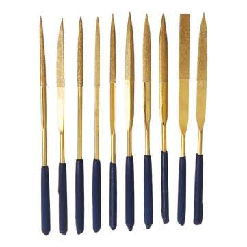 10Pcs 160x4mm Titanium Coated Diamond Mini Needle File Set For Metal Jeweler Wood Carving Craft Wood