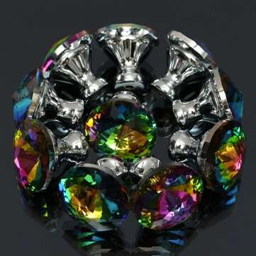 10Pcs 28mm Diamond Crystal Shape Glass Cabinet Knob Cupboard Drawer Pull Handle