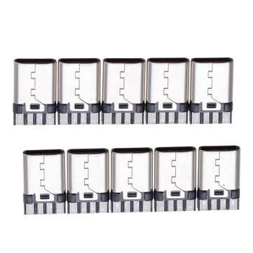 10PCS 3.1 Type-C Male USB 8Pin Welding Wire Type Double-Sided Welding Wire Charging Plug Connector