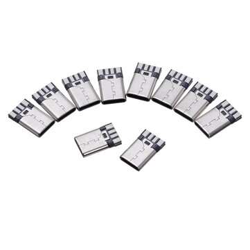 10PCS 3.1 Type-C Male USB 8Pin Welding Wire Type Double-Sided Welding Wire Charging Plug Connector