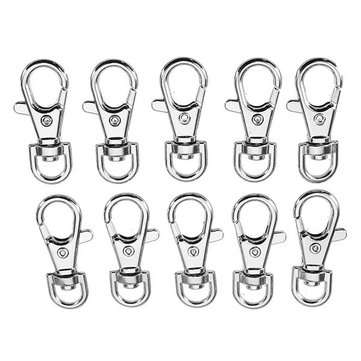 10Pcs 38mm Silver Zinc Alloy Swivel Lobster Claw Clasp Snap Hook with 8mm Round Ring
