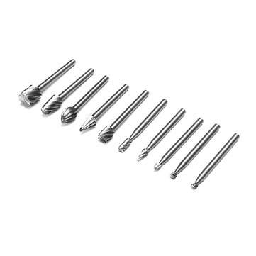 10pcs 3mm Shank HSS Router Bit Rotary Burr File Set Milling Drill Cutter for Woodworking