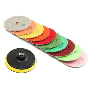 10pcs 4 Inch 50 to 3000 Grit Diamond Polishing Pads With Backer Pad