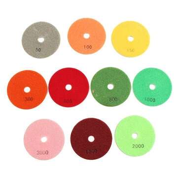 10pcs 4 Inch 50 to 3000 Grit Diamond Polishing Pads With Backer Pad