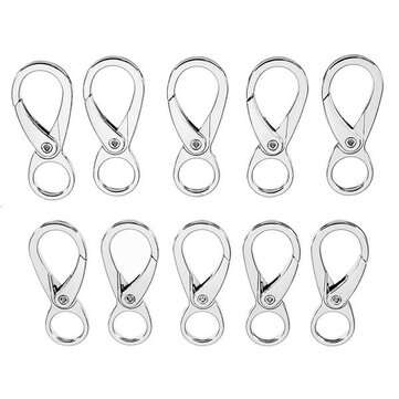 10Pcs 45mm Silver Zinc Alloy Double Eye Shaped Spring Snap Hook with 11mm Round Ring