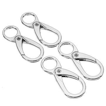 10Pcs 45mm Silver Zinc Alloy Double Eye Shaped Spring Snap Hook with 11mm Round Ring