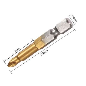 10pcs 50mm Titanium Coated 1/4 Inch Hex Shank PH2 Magnetic Anti Slip Electric Screwdriver Bit Set