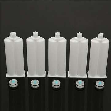 10Pcs 50ml Epoxy Resin Gun Adhesive Cartridge 1:1 Ratio Dispenser with 20pcs Pistons