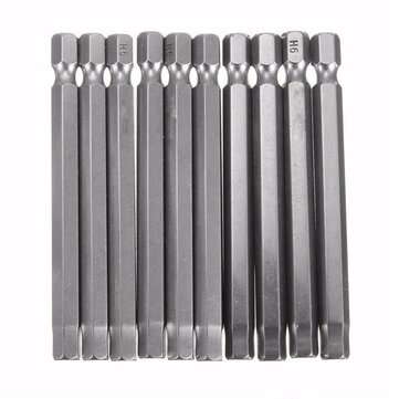 10pcs 75mm 1/4 Inch Shank Screwdriver Bits Set 6mm Hex Head Magnetic Screwdriver Bits