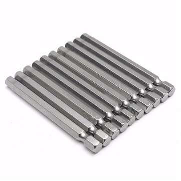 10pcs 75mm 1/4 Inch Shank Screwdriver Bits Set 6mm Hex Head Magnetic Screwdriver Bits