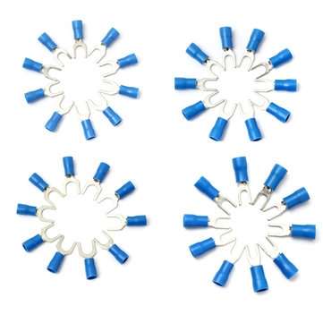 10PCS Blue Insulated Fork Wire Connector Electrical Crimp Terminal 16-14AWG (SIZE: 4.3MM)