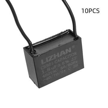 10pcs CBB61 450V 1.8uf Starting Capacitance AC Fan Capacitor CBB Motor Run Capacitor 450V 1.8F