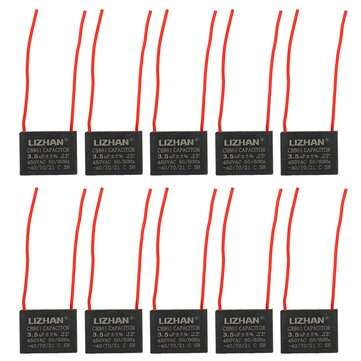 10pcs CBB61 450V 3.5uf Starting Capacitance AC Fan Capacitor CBB Motor Run Capacitor 450V 3.5F