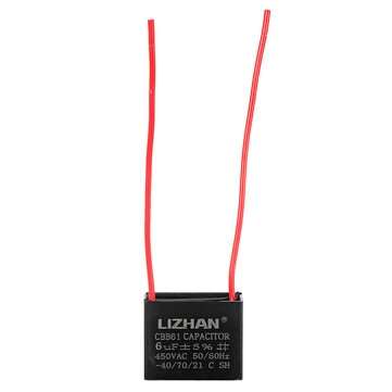 10pcs CBB61 450V 6uf Starting Capacitance AC Fan Capacitor CBB Motor Run Capacitor 450V 6F