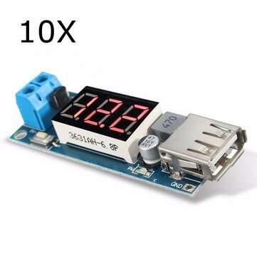 10Pcs DC-DC 4.5-40V Step Down LED Volt Meterr USB Voltage Converter Buck Module 5V/2A