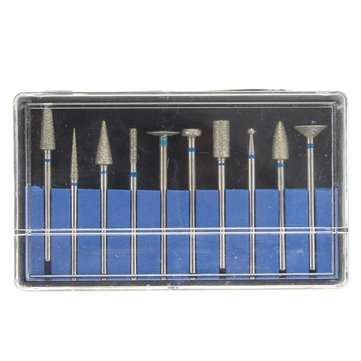 10Pcs Diamond Coated Polishing Grinding Head Set HP 2.35mm Shank Rotary Burs