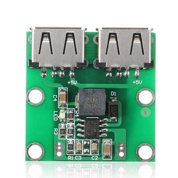 10Pcs Dual USB Output 6-24V To 5.2V 3A DC-DC Step Down Power Charger Module Converter