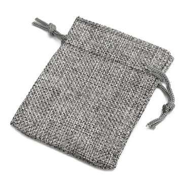 10PCS Grey Burlap Bags Jute Hessian Drawstring Sack Small Wedding Favor Gift
