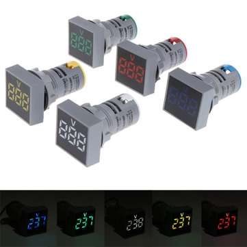 10pcs Green 22MM AC 60-500V Voltmeter Square Panel LED Digital Voltage Meter Indicator Light