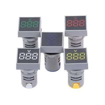10pcs Green 22MM AC 60-500V Voltmeter Square Panel LED Digital Voltage Meter Indicator Light