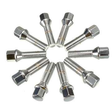10pcs M14 x 1.5 40mm Steel Wheel Bolts Screw For Vehicle Audi A3 A4 S3 A6 VW Golf Seat 19mm Hex