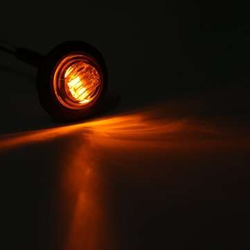10pcs Mini 12/24V Amber Round LED Button Side Marker Lights Lamps Trailer