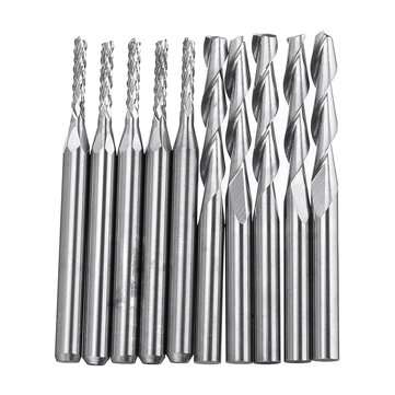 10pcs Milling Cutter 5ps 1.5mm End Mill and 5pcs Double Flutes 3.175x17mm Milling Cutter