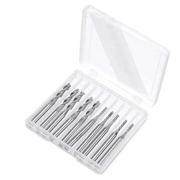10pcs Milling Cutter 5ps 1.5mm End Mill and 5pcs Double Flutes 3.175x17mm Milling Cutter