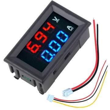 10pcs nMini Digital Voltmeter Ammeter DC 100V 10A Voltmeter Current Meter Tester Blue+Red Dual LED D