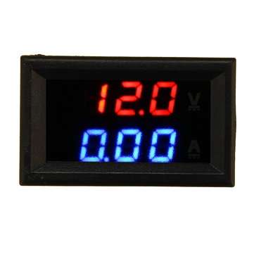 10pcs nMini Digital Voltmeter Ammeter DC 100V 10A Voltmeter Current Meter Tester Blue+Red Dual LED D